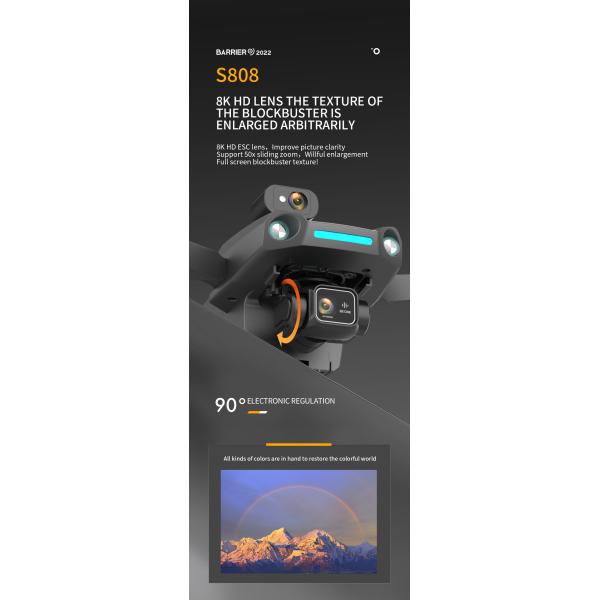 3km Range S808 Drone With 8k Camera 5g Wifi 3 Axis Eis Gps Long Distance 3km Brushless Motor Foldable Quadcopter Drones