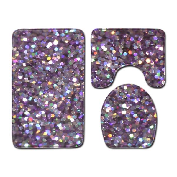 Crystal Glitter Colorful tampa do tanque do toalete de 3 partes ajustou a fibra de poliéster