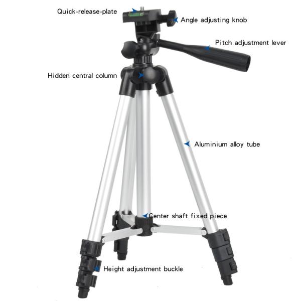 Mobile Cell Phone Tripod Max Tube Diameter 16.8mm For Shooting
