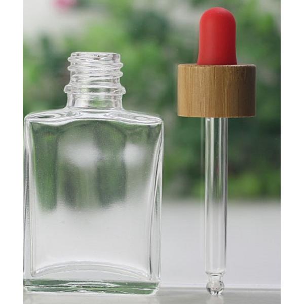 бамбуковая косметическая упаковывая бутылка капельницы плоской формы 30ml стеклянная
