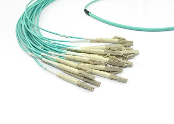 12core OM3 OM4 Aqua 3.0mm MTP MPO Fiber Cable For Date Center