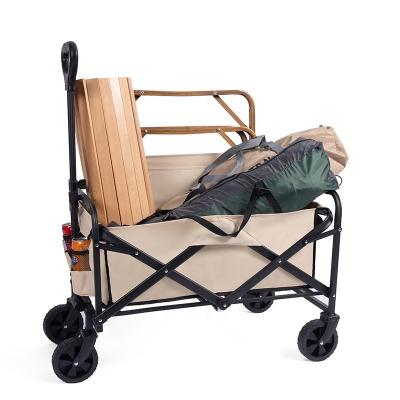 80L Folding Wagon Cart with 5 PVC Wheels and Adjustable Handle