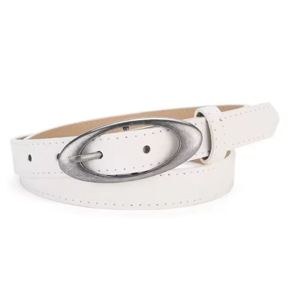 Wholesale Designer Women's Casual All-Match PU Leather Belt Oval Alloy Pin Buckle Western Style