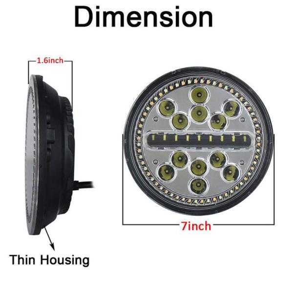 Union Jack style 7 Inch Round Led Headlight For Wrangler JK headlamp driving headlights Halo White DRL(6W) & Yellow Turn