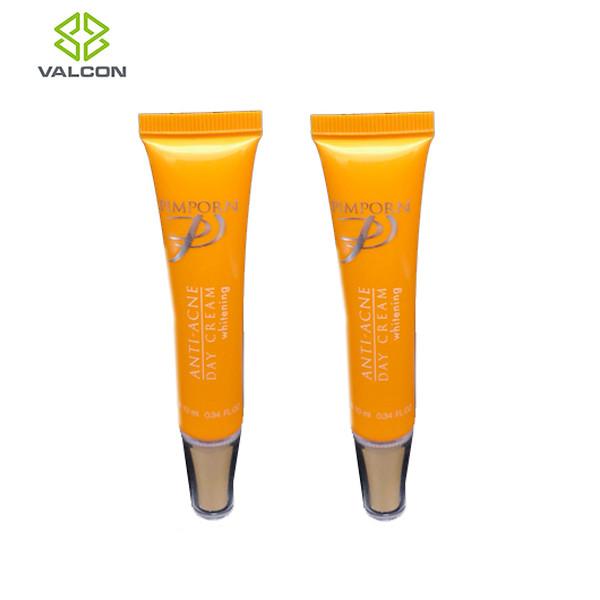 10 ML Empty Cosmetic Tubes Gold Slant Tip Cap For Day Cream Diameter 19 MM