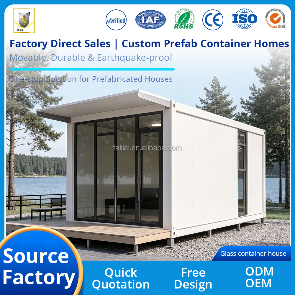 Modular Combined Detachable Container House Two Layer Design Lower Garage Upper Office Prefabricated Flat Pack Building for Site