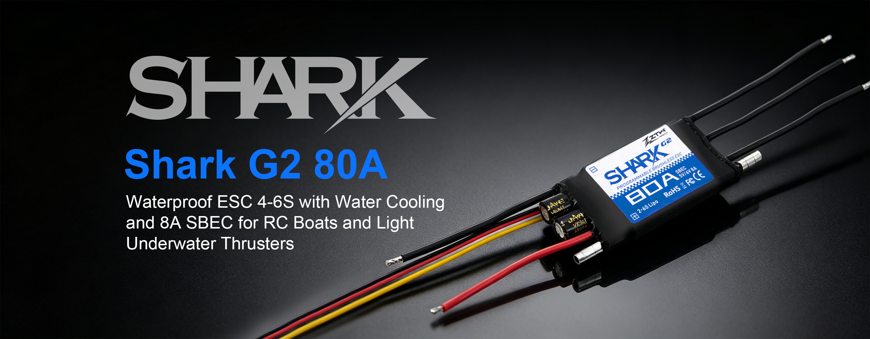 4S-6S 80A ZTW Shark G2 80 Amp ESC RC Boat ESC Drone Electronic Speed Controller