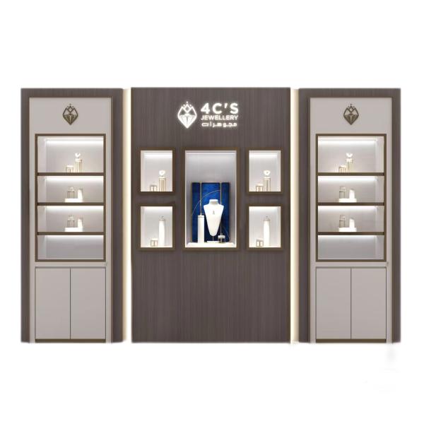 Комбинированный ювелирный дисплей из нержавеющей стали высокий и короткий с 4000K светодиодным светом