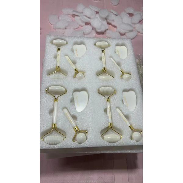 Skin Facial Care Gua Sha Tool Set with Xiuyan Stone and Green Jade Roller Double Head