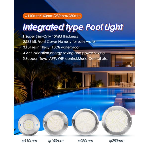 IP68 Underwater PAR 56 Pool Light 6W SMD2835 Dimension 110*34MM Ultra Thin 10MM