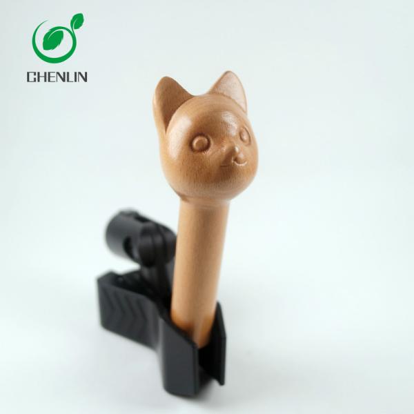 Cat Head Wooden Umbrella Handle Hand Carved Crack Resistant