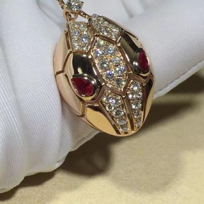 colar CL857662 de 18K Rose Gold Luxury Jewelry Serpenti com Rubellite/Demi Pavé Diamonds