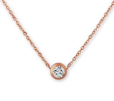 Diamond Pendant Necklace Rose Gold  Stainless Steel Necklace 450mm length necklace