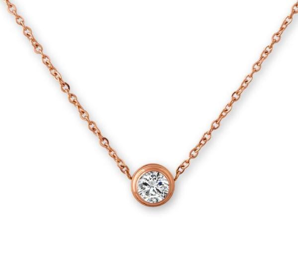 Diamond Pendant Necklace Rose Gold  Stainless Steel Necklace 450mm length necklace