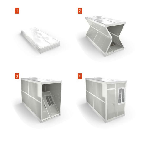 Casas de contêineres dobráveis pré-fabricadas portáteis de 20 pés com estrutura de aço galvanizado