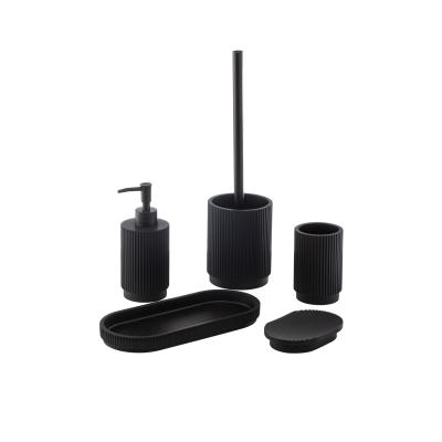 Black Ceramic Foam Soap Dispenser Toothbrush Holder Bathroom Accessories Set