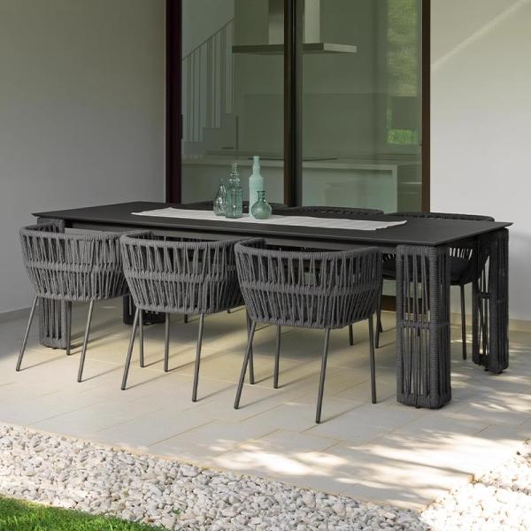 Light Luxury Outdoor Contemporary Woven Rope Chair And Foldable Villa Table Set
