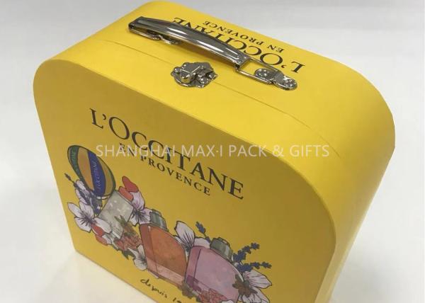 Yellow Bespoke Luxury Packaging Boxes Handle Custom Tab Lock Paper Printing