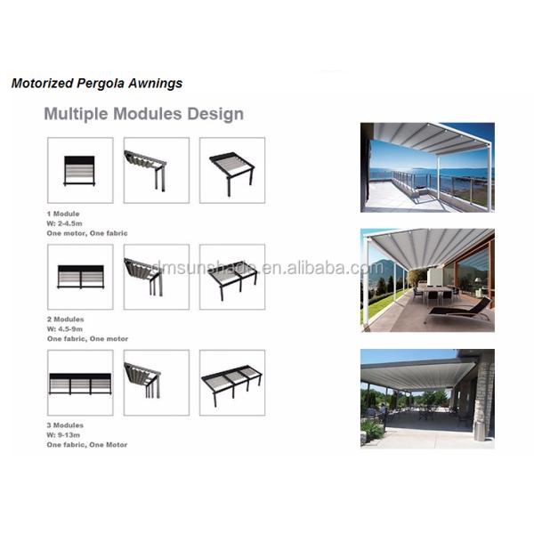 Electric Pergola Roof Canopy Aluminum Electric PVC Waterproof Garden Gazeb