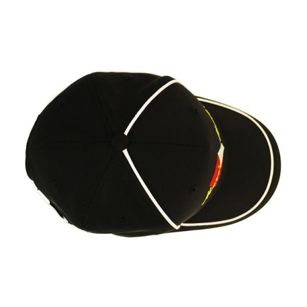 OEM Metal Buckle 6 Panel Baseball Cap Embroidery Logo Curve Brim Custom Twill Cotton Black