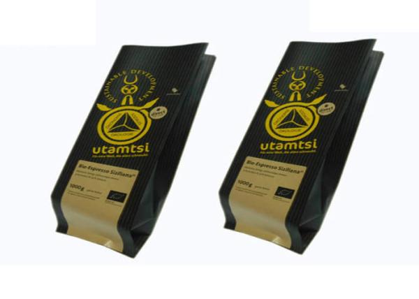 Block Bottom Heat Seal Plastic Pouch Packaging For Grounded Coffee Or Roasted Coffee Beans