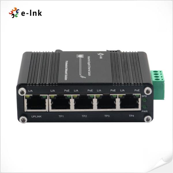 Mini Switch PoE+ Gigabit à 4 ports industriels + 1 port Gigabit Uplink 120W