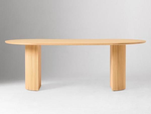 Oval Shape Dining Table Set Furniture Assembly Required With Two Base