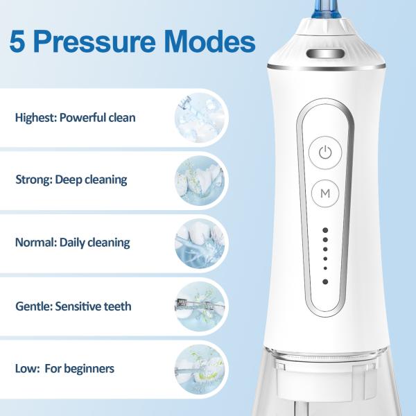 Rechargeable High Pressure 300ml Facial Care Electric Oral Irrigator OEM ODM White ABS TYPE-C