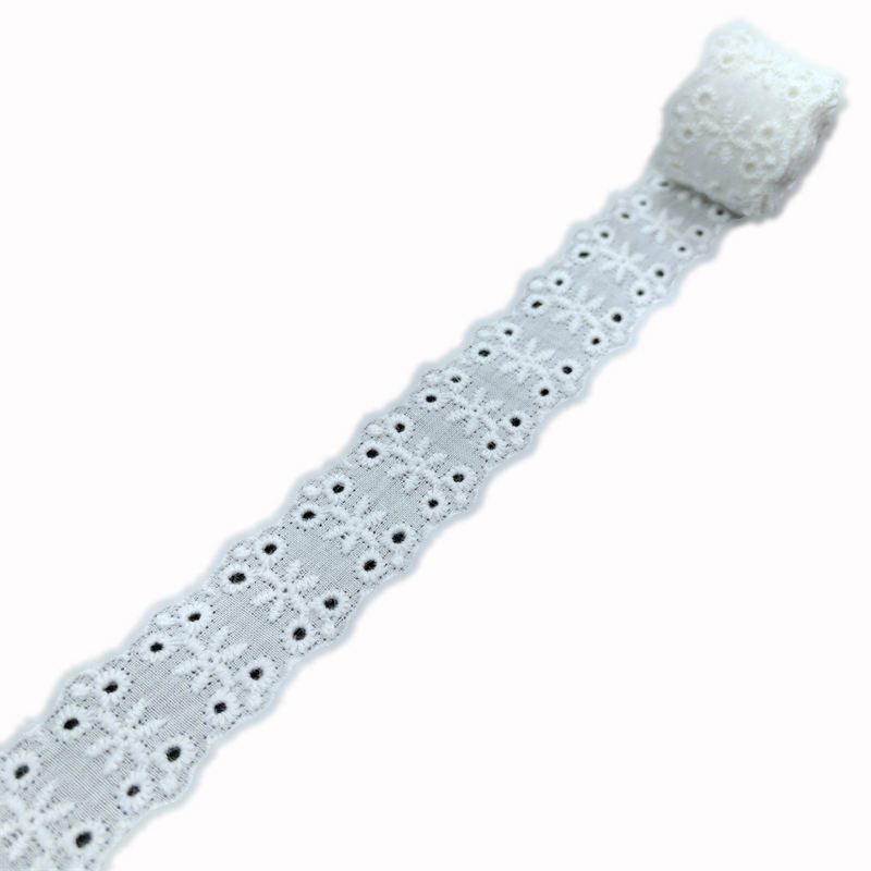 3.8 Inches Wide Cotton Lace Trim with Scalloped Edge and Floral Pattern for Dress Garment DIY
