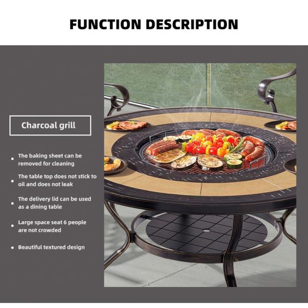 Outdoor Dining Table Patio Barbecues Grain Table And Chair Set For Garden Courtyard