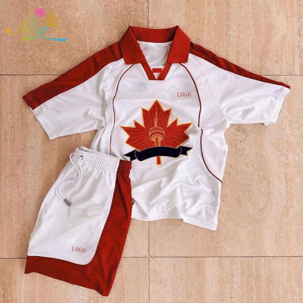 Custom Jersey Polyester Embroidered Patch Logo Wash Two Piece Graphic Summer 2 Piece Polo Shirt and Shorts Set Tracksuit for Men