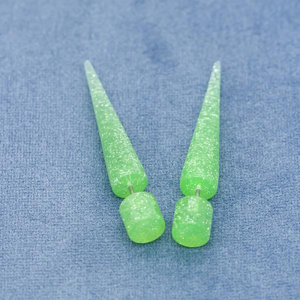 18G 6mm Green Spiral Ear Tapers Glitter Acrylic Tapers For Stretching