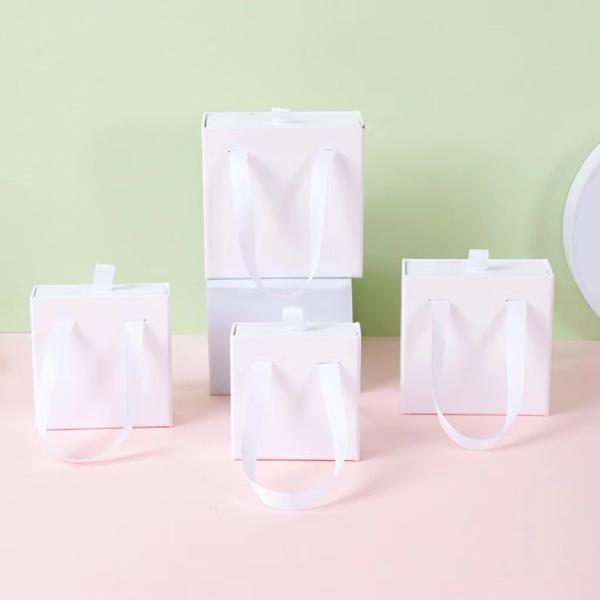 Gold Silver Foil Logo Paper Jewellery Packaging Sliding Drawer Box 9x9x3.4cm 8x8x3.2cm