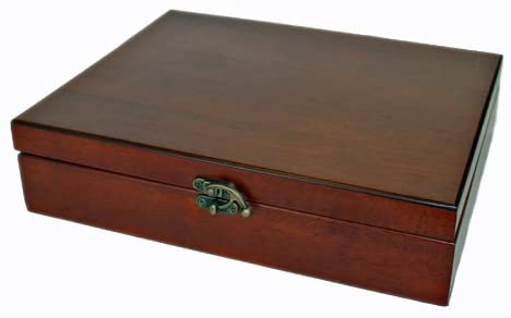 Wooden Treasure Box with Brass Latch (Redwood Finish)