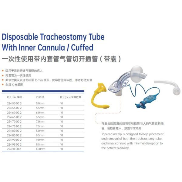 Medical Tracheostomy Tube with Inner Cannula – Available in Multiple Sizes, Easy to Use