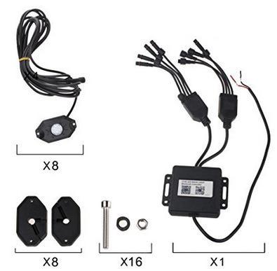 DC 9 - 30V 8 Pods Rock Lights For Trucks with Bluetooth Remote Controller