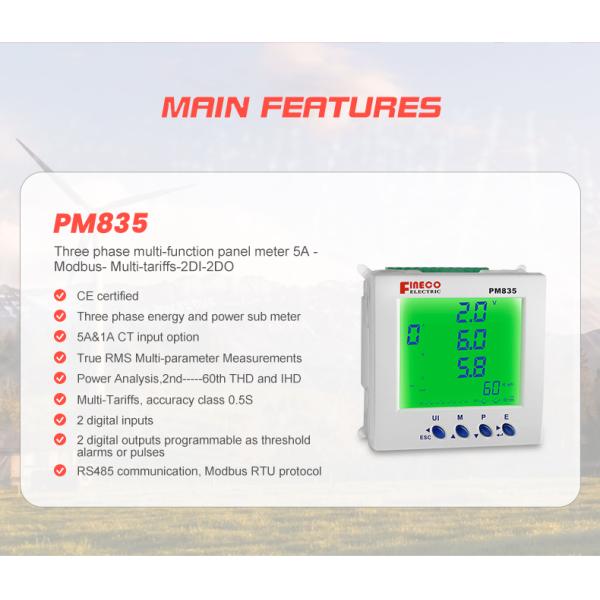 Сертификат CE PM835 96*96mm AC электрический цифровой счетчик мощности для измерения диапазона энергии