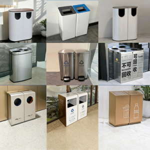 Stainless Steel Trash Bin with Built-in Charcoal Filter Non-slip Rubber Feet and Rust Resistant for Commercial Use