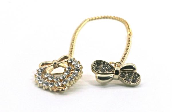 Diamond Inlaid Collar Lapel Pin Gold Copper Color For Clothing Pendant 2.5cm