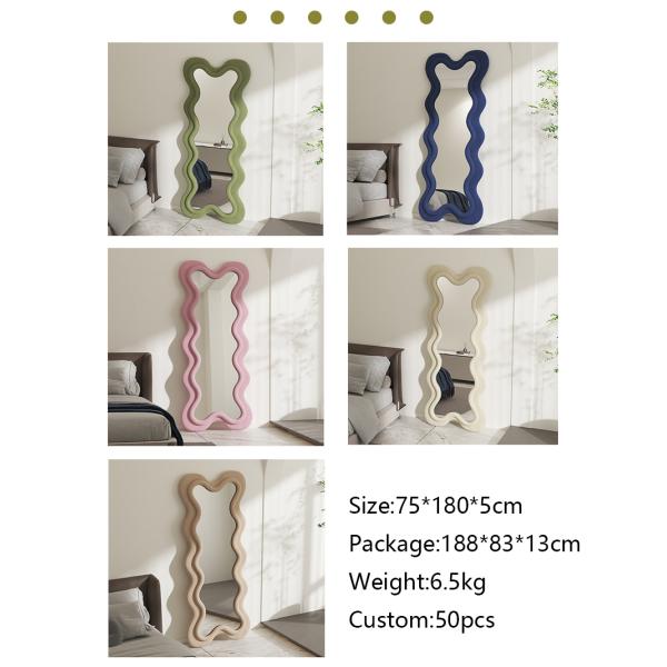 Vertical Large Wavy Floor Length Mirror Full Length 70 Inch