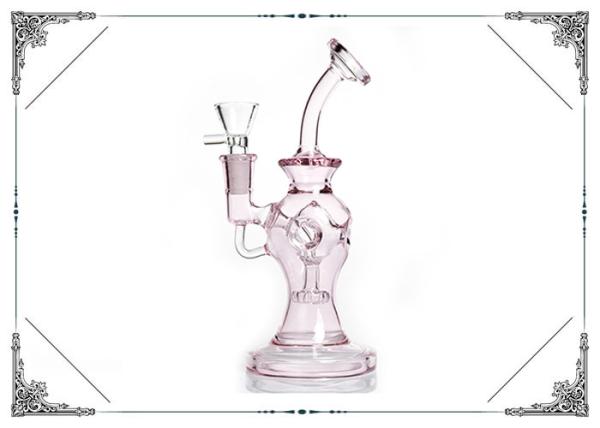 Durable Pink Recycle Bong 9 Inch Glass Smoking Pipes 3.1 Inches Base Diameter
