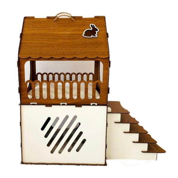 2 Floor Castle Wooden Rabbit House Indoor 5 Stairs Support 17lbs