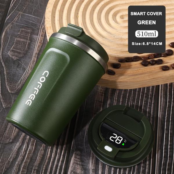 Вакуумный изолятор из нержавеющей стали чашка для воды умный дисплей температуры 510ML зеленый