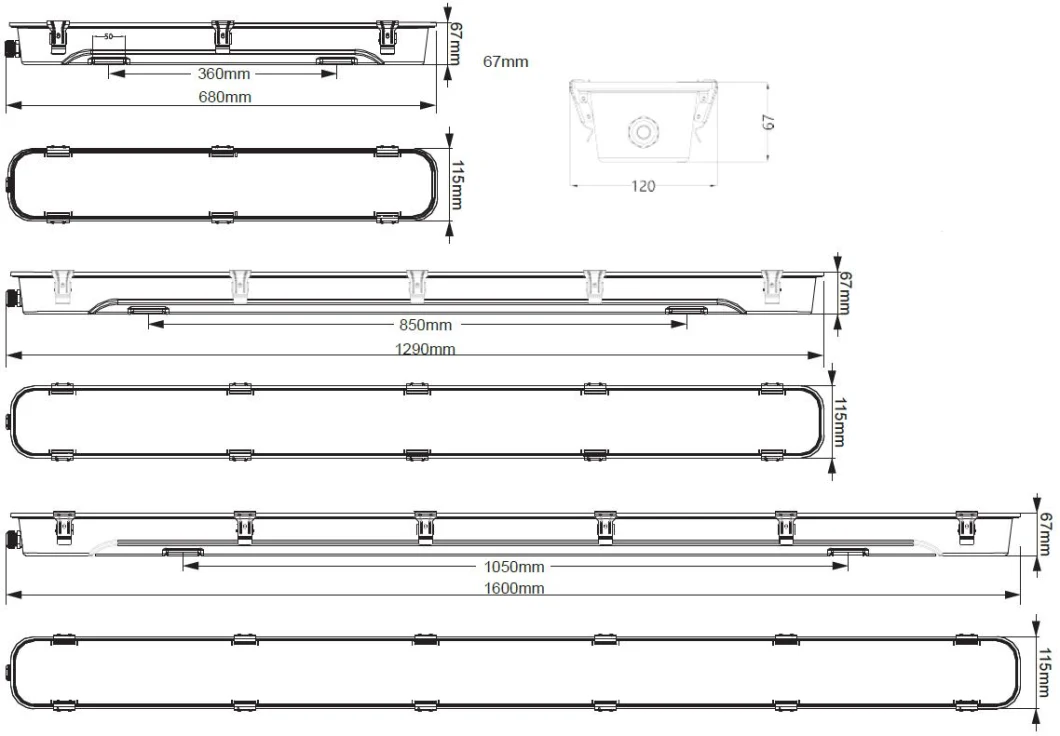 Светодиодные светодиодные лампы из нержавеющей стали IP66 Ik08 2FT 4FT 5FT