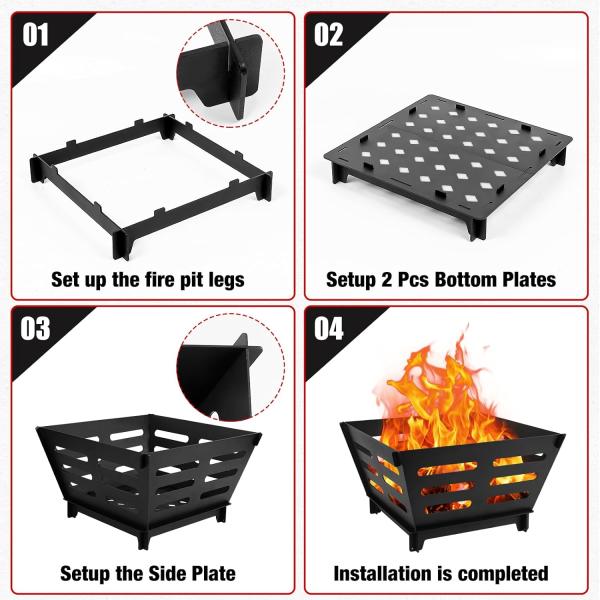 Огненные ямы для наружных 17 дюймовых складной портативный плагин огонь ямы для путешествий кемпинга пикник костер