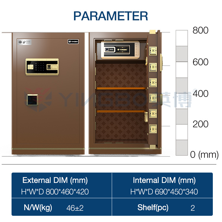 Heavy Duty Office Security Safe Box Large Biometric Fingerprint Safe With Reinforced Door & Anti-Theft Locking Bolts