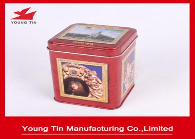 Food grade Tinplate Metal Square Coffee Tins Box Containers With Hinged Lid