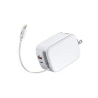 Carregador Rápido GaN 45W para Celular/iPad/Câmera/PDA/MP3 com Portas 3 em 1 8 Pinos e Cabos Retráteis