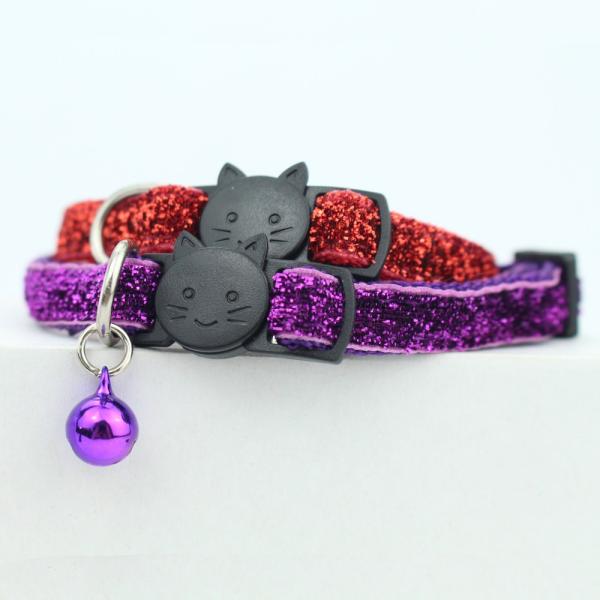 Fashion Safety Buckle Breakaway Cat Collar , Outdoor Cat Collar With Bell