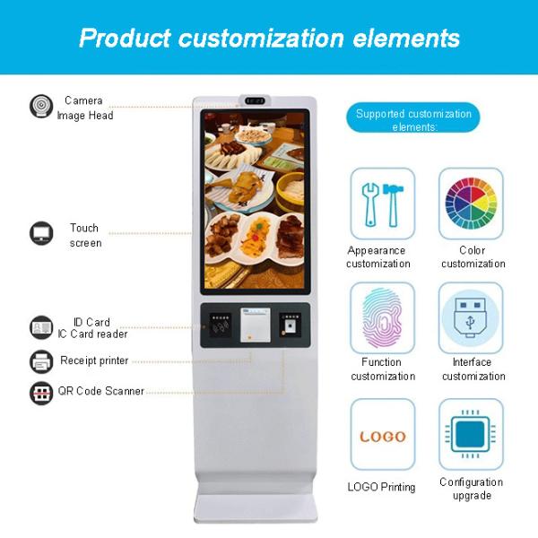 Curved Square Self Order Kiosk With Immersive Display Restaurant Ordering Kiosk 32 inch